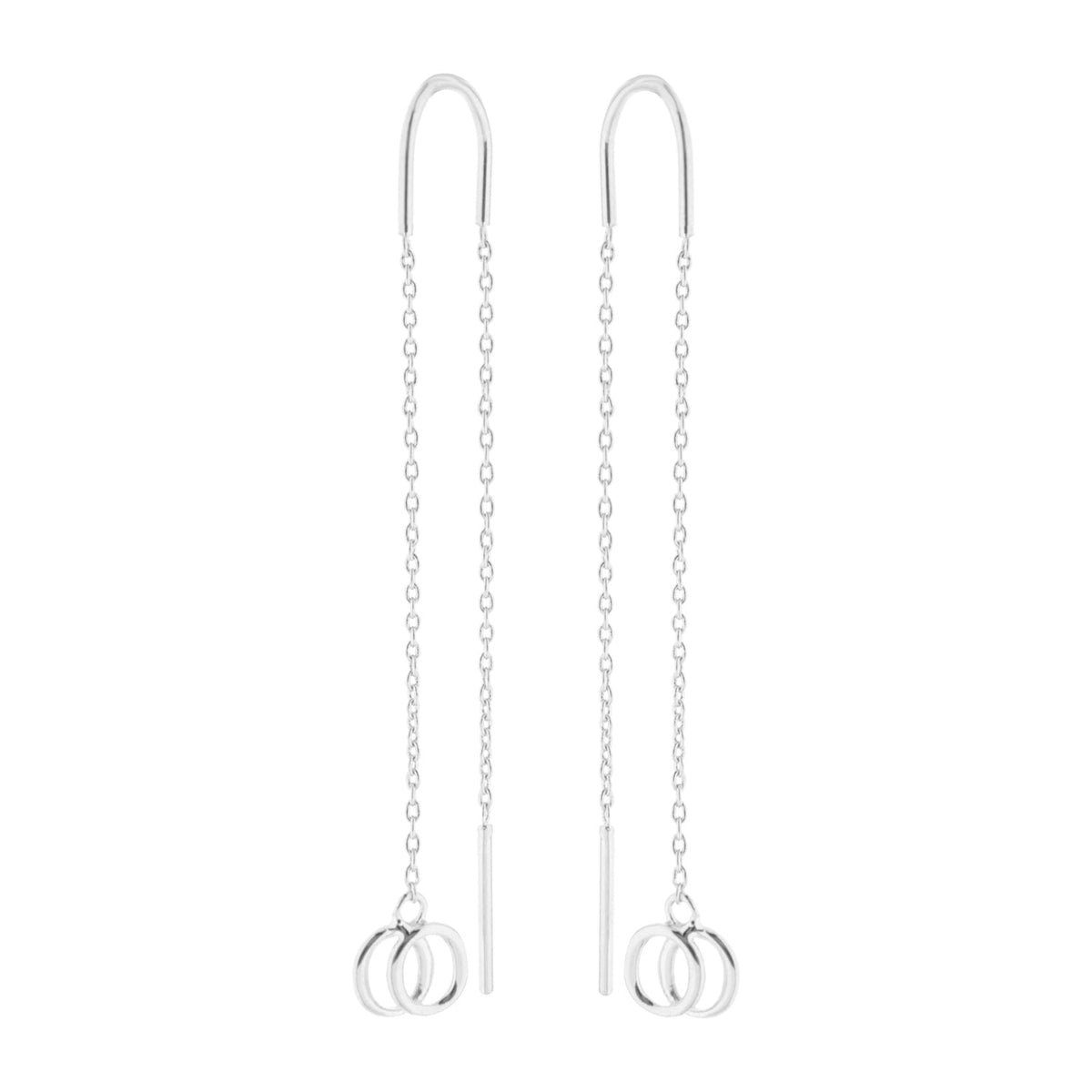 Vogue Fire Earrings pair, silver-tone chain drop with double hoop charms by Lauren G Adams on Tampa Home & Garden Store
