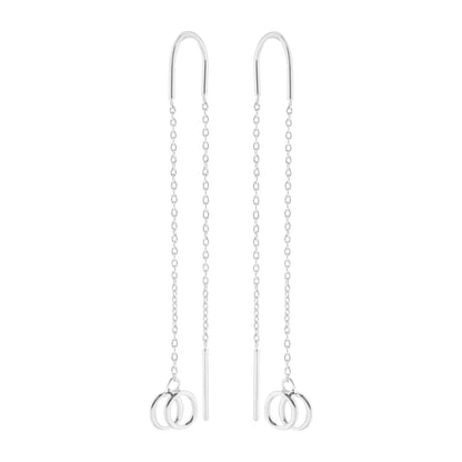 Vogue Fire Earrings pair, silver-tone chain drop with double hoop charms by Lauren G Adams on Tampa Home & Garden Store
