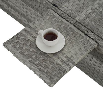 Outdoor chaise gray PE rattan deck chair by HouseOfZazla with tea cup on Tampa Home & Garden Store