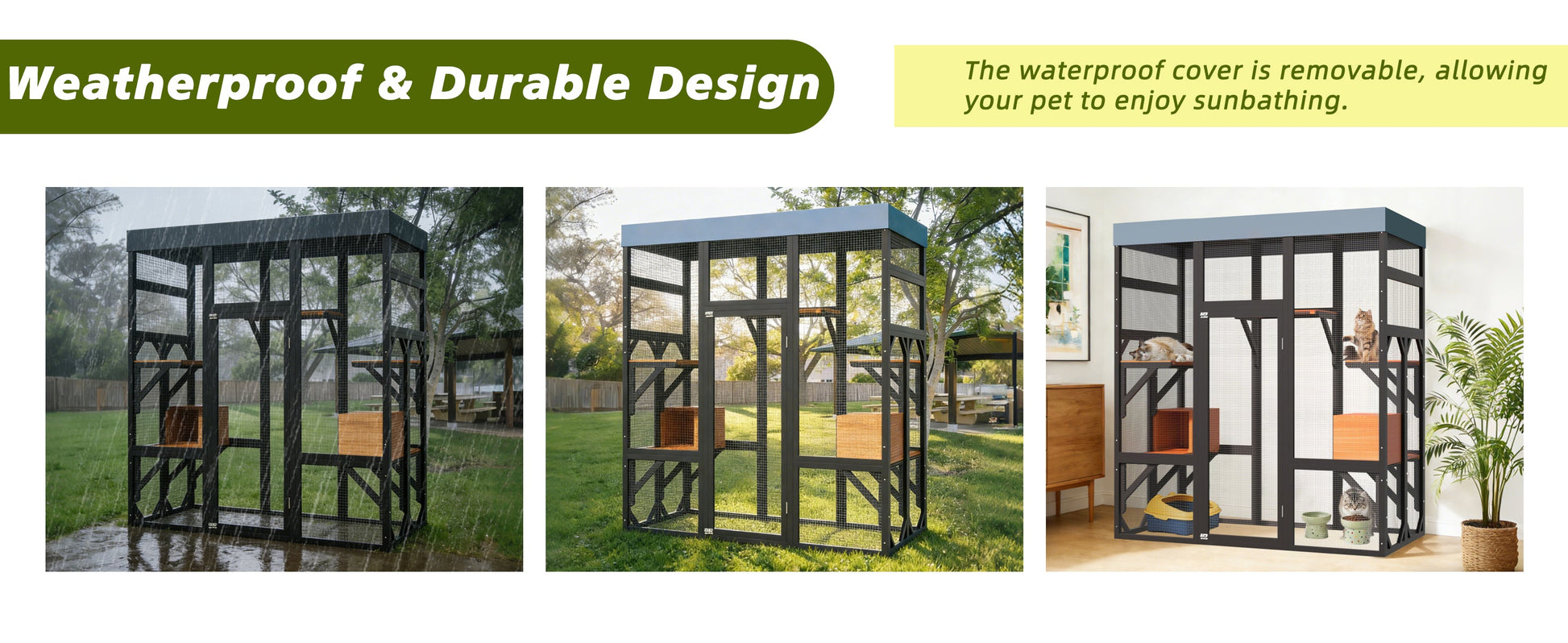 62.6-inch solid wood pet enclosure by HouseOfZazla; black frame with mesh panels on Tampa Home & Garden Store