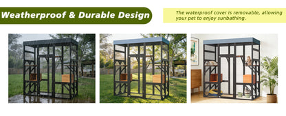62.6-inch solid wood pet enclosure by HouseOfZazla; black frame with mesh panels on Tampa Home & Garden Store