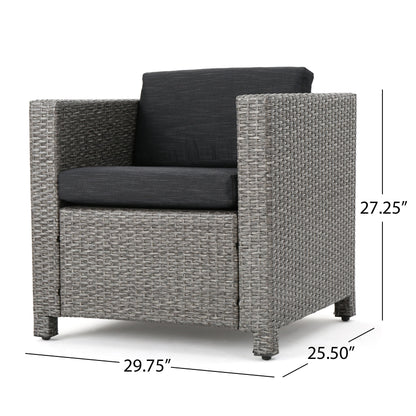 Puerta 4-Piece Outdoor Furniture Set gray woven wicker seating with cushions HouseOfZazla on Tampa Home & Garden Store