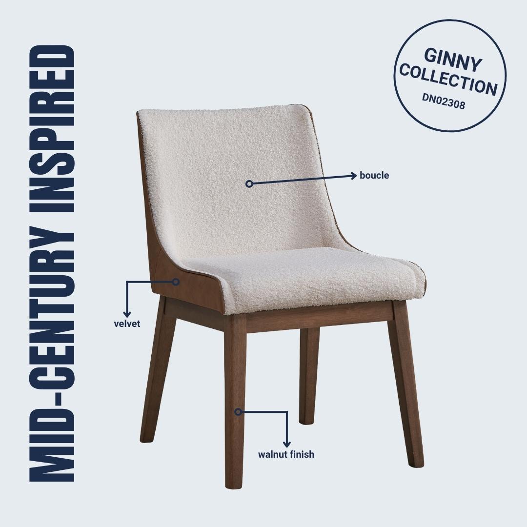 Boucle velvet side chairs set of 2 with walnut finish, kid-sized on Tampa Home & Garden Store