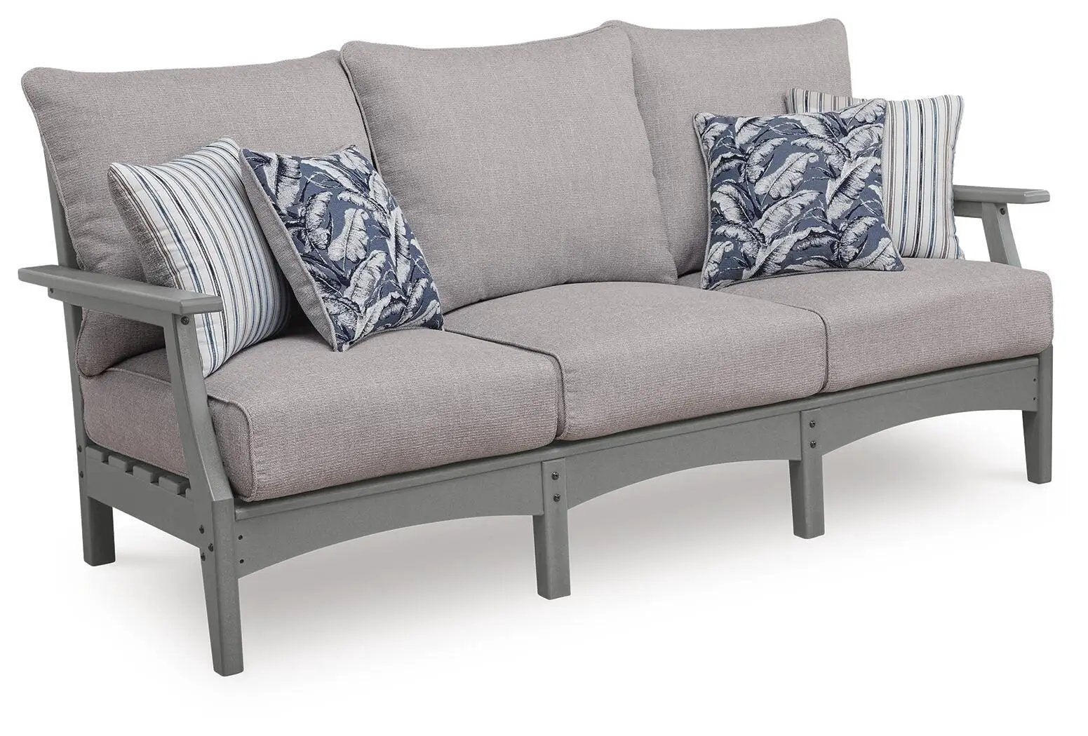 Cove Beach Gray Sofa Cushions outdoor sofa by Unique Piece Furniture gray wooden frame on Tampa Home & Garden Store