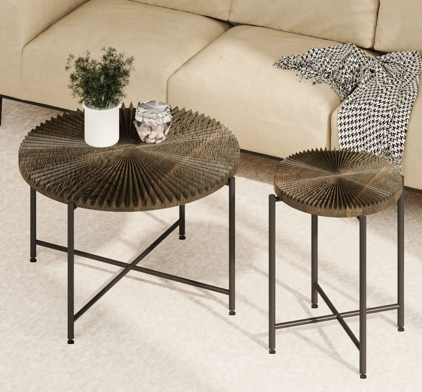 Radial Pattern Coffee and End Table Cover Set