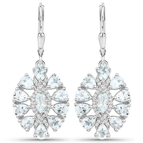 Earrings pair: 2.93ct genuine aquamarine and white topaz in .925 sterling silver by Bids.com on Tampa Home & Garden Store