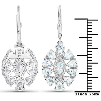 Earrings sterling silver 2.93ct aquamarine with white topaz halo by Bids.com 2 pcs on Tampa Home & Garden Store