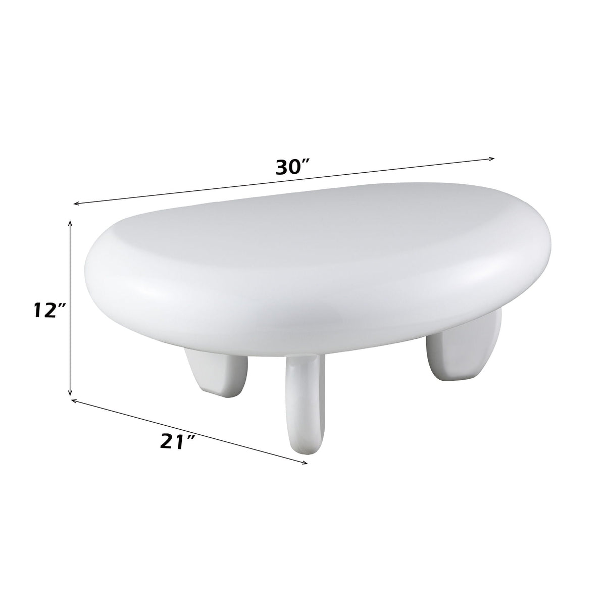 High gloss white end table with curved edges and rounded legs by HouseOfZazla on Tampa Home & Garden Store