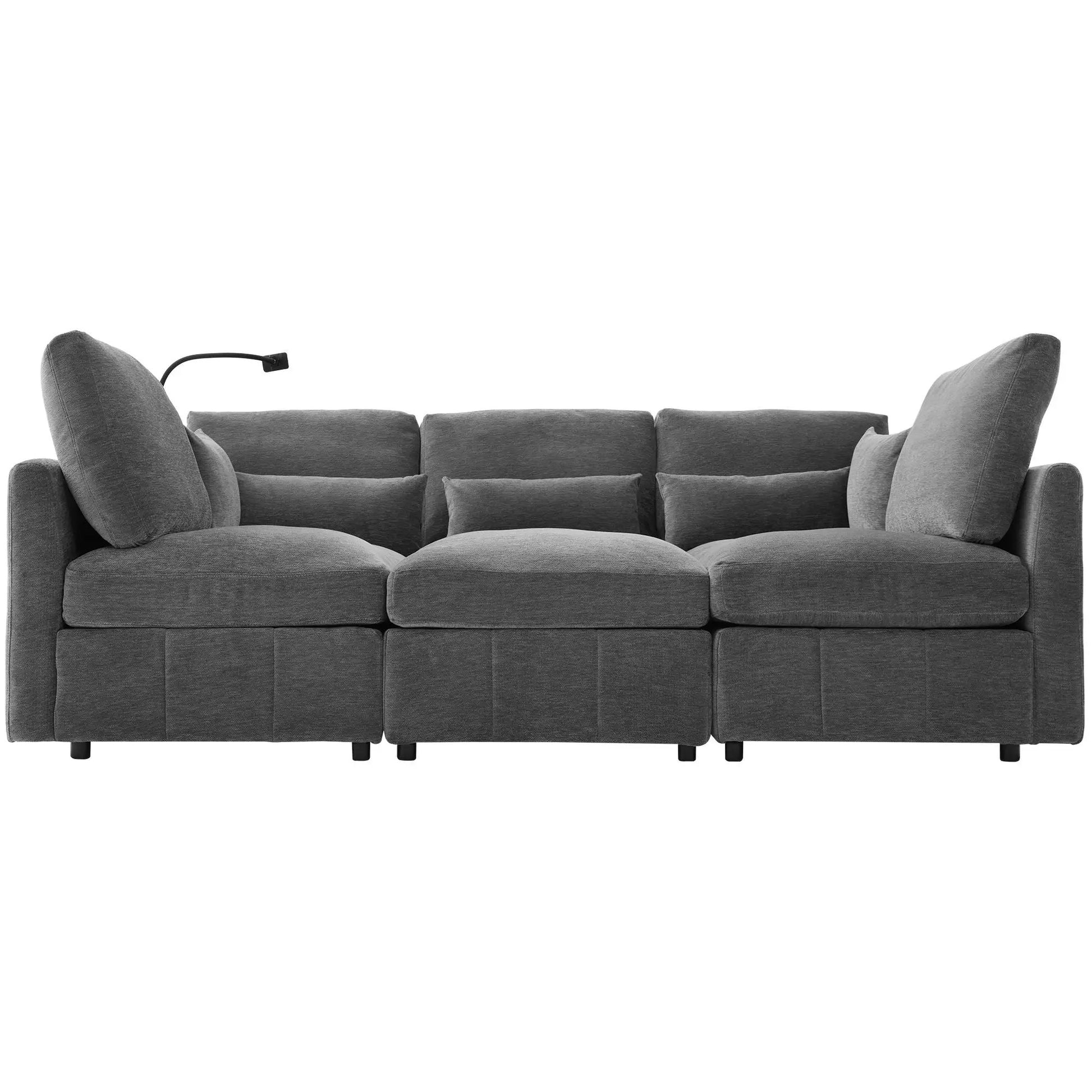 Grey modular U-shaped sofa bed with movable ottoman, 2-piece by Unique Piece Furniture on Tampa Home & Garden Store