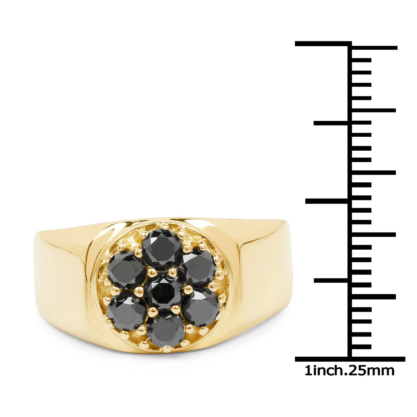 Ring 14K yellow gold plated over sterling silver with a 0.98ct black diamond cluster on Tampa Home & Garden Store