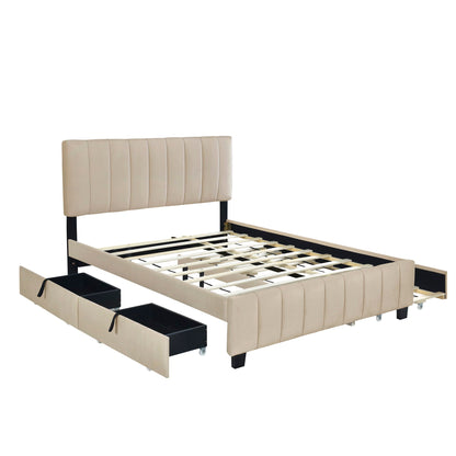 Platform Bed with 2 Drawers and Twin Trundle