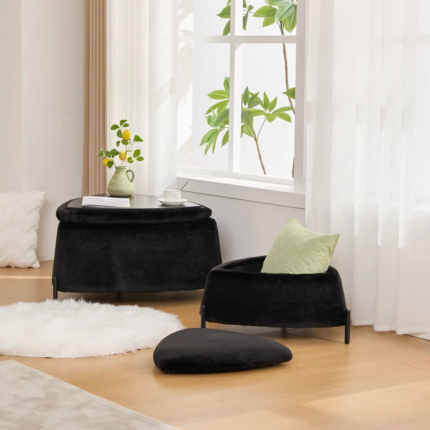 Upholstered Storage Ottoman With Reversible Lid