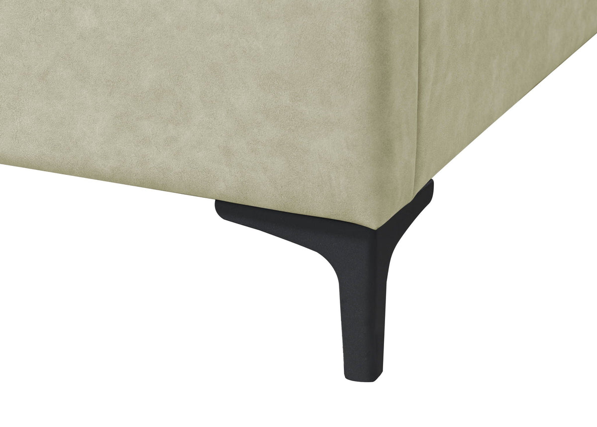 Fully Upholstered Bed in beige fabric with black curved legs HouseOfZazla on Tampa Home & Garden Store