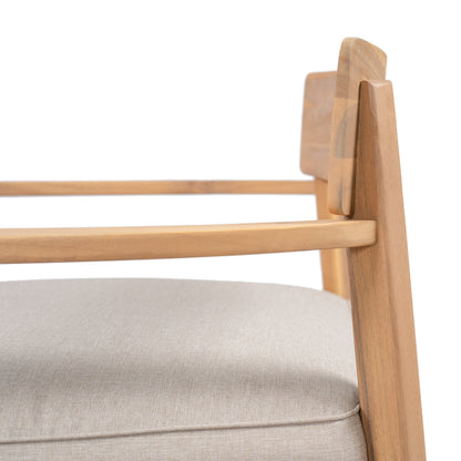 Mallorca Acacia Wood Club Chair with Seat Cushion natural wood beige cushion HouseOfZazla on Tampa Home & Garden Store