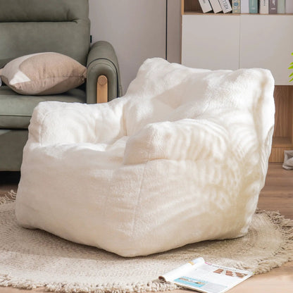 Soft Teddy Fabric Bean Bag Chair With Tufted Foam