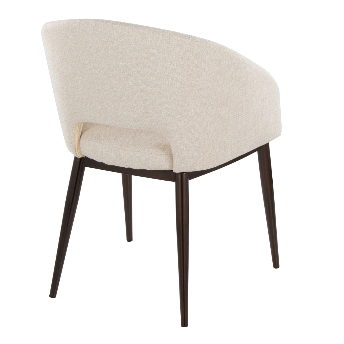 Contemporary Arm Chair with Cut-Out Backrest in Beige Fabric and Dark Wood Legs on Tampa Home & Garden Store