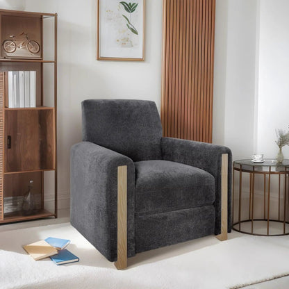 Recliner chairs, gray fabric, with light wood legs (pair) by Unique Piece Furniture on Tampa Home & Garden Store