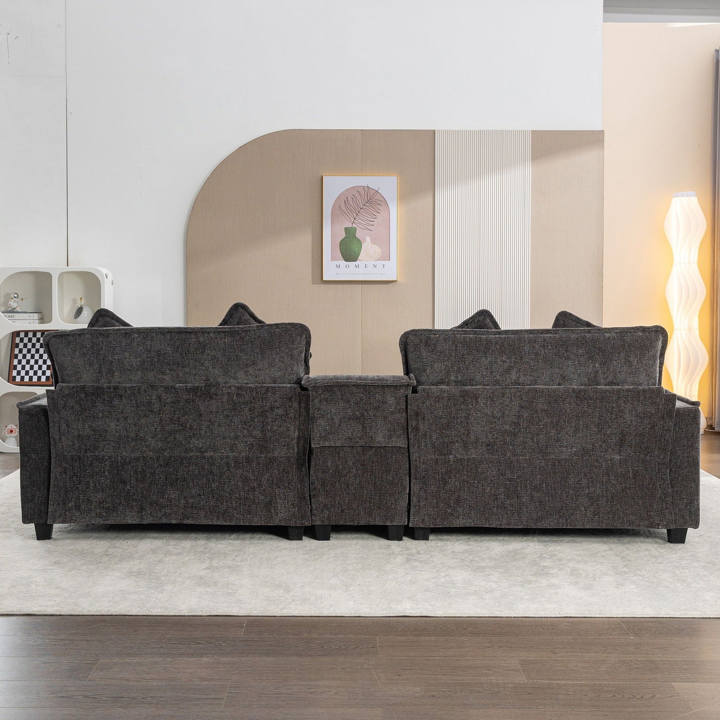 Modern 3-piece living room sectional sofa in dark gray fabric on Tampa Home & Garden Store