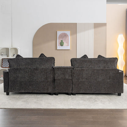 Modern 3-piece living room sectional sofa in dark gray fabric on Tampa Home & Garden Store