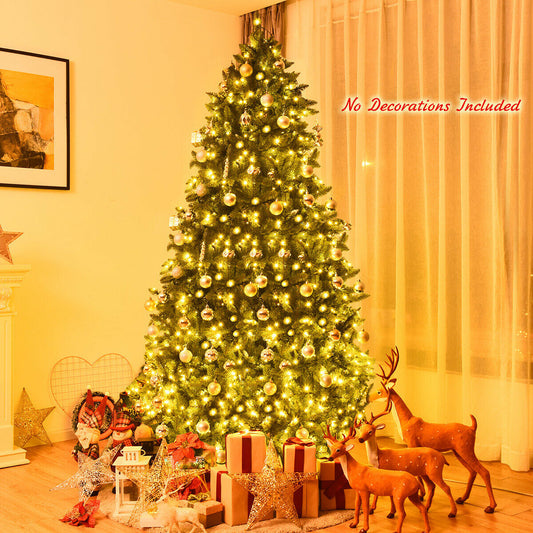 7.5 ft artificial fir Christmas tree with warm LED lights and 1968 branch tips, gold ornaments on Tampa Home & Garden Store