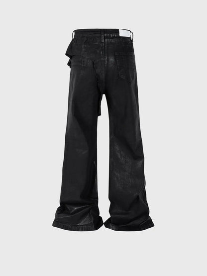 Men's vinyl-coated bootcut trousers with damaged stitching, black, FLIPSTYLEZLLC on Tampa Home & Garden Store