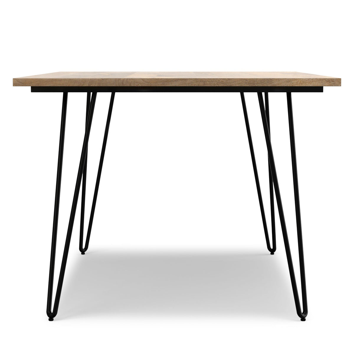 Square mango wood dining table with natural finish and black hairpin legs by HouseOfZazla on Tampa Home & Garden Store
