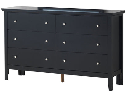 Primo dresser with durable hardwood frame, 9 drawers in dark navy finish, silver knob pulls on Tampa Home & Garden Store