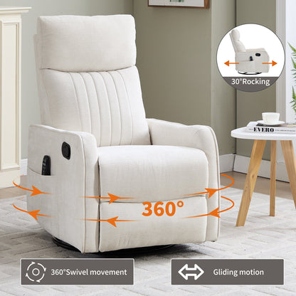 Beige heat massage manual recliner chair with rocker and 360° swivel on Tampa Home & Garden Store