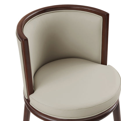 Evalyn Counter Stool with dark wood frame and beige upholstered seat counter height design on Tampa Home & Garden Store