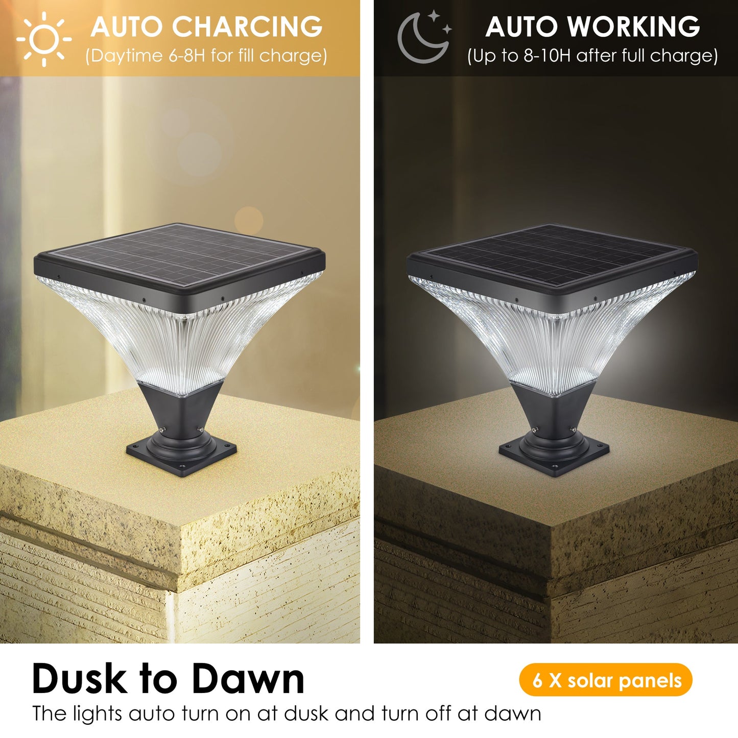 Modern Black Outdoor Post Light and Remote