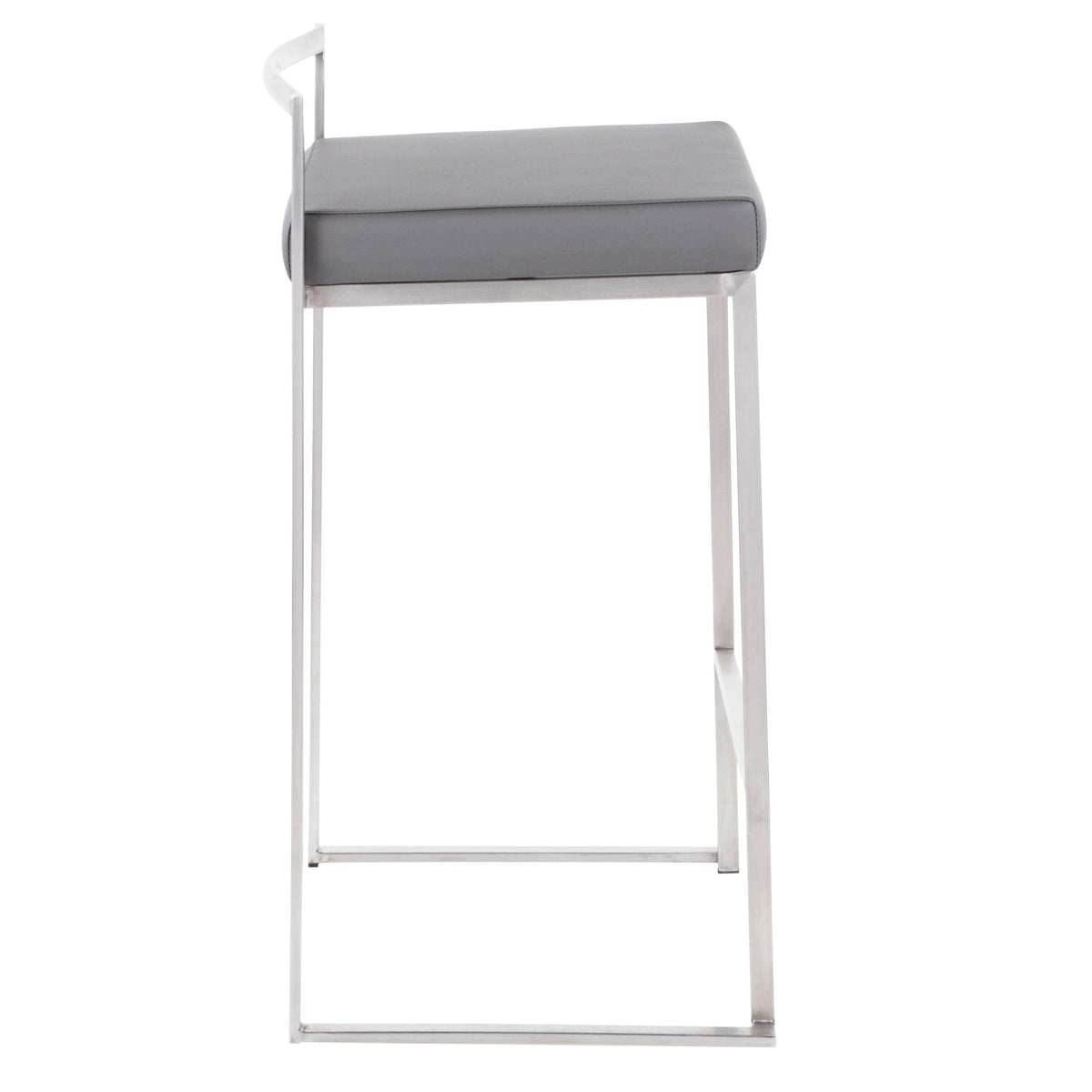 Contemporary stackable counter stool with padded gray seat and chrome frame on Tampa Home & Garden Store