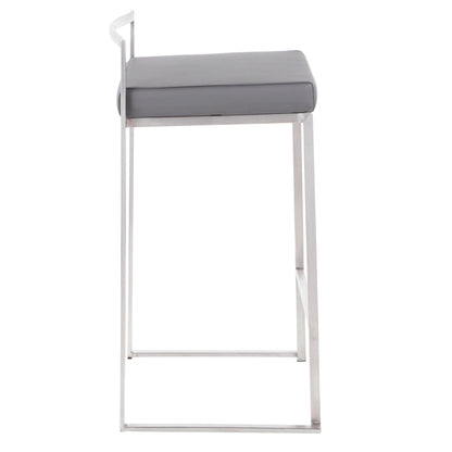 Contemporary stackable counter stool with padded gray seat and chrome frame on Tampa Home & Garden Store