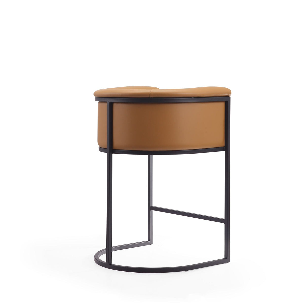 Cosmopolitan stool with tan leather upholstered seat and black metal frame, counter height on Tampa Home & Garden Store