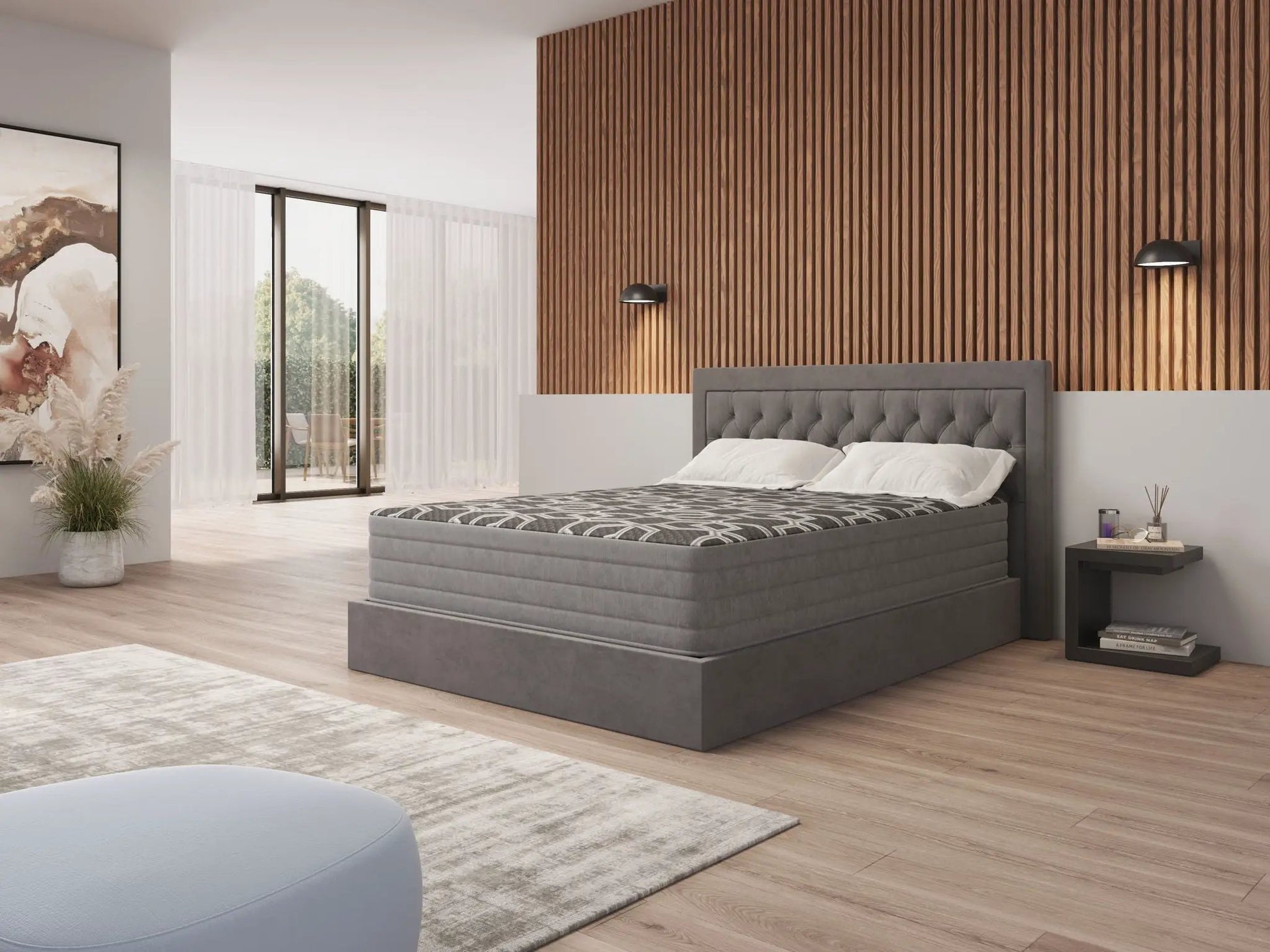 12-inch Smooth Top Foam Medium Plush Hybrid Mattress by Unique Piece Furniture on gray bed on Tampa Home & Garden Store