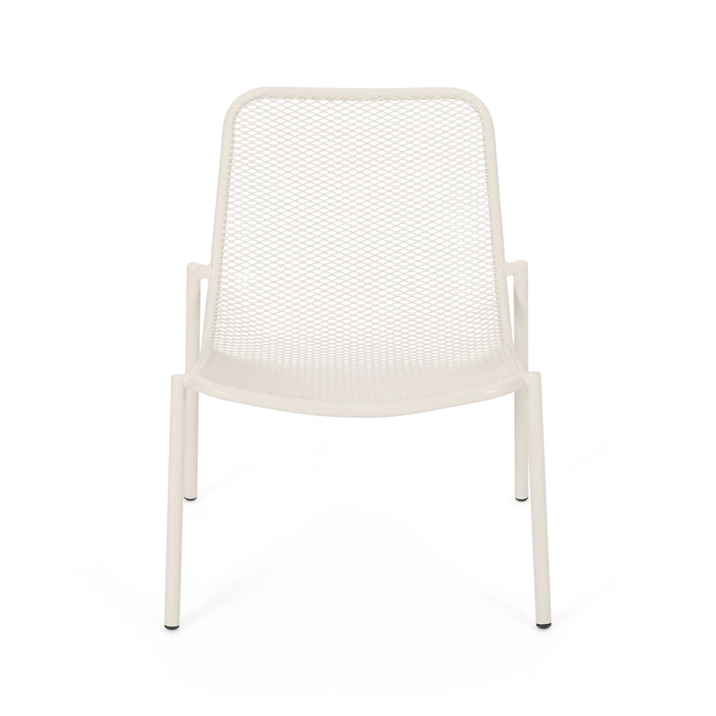 Kincaid Stackable Iron Chair cream outdoor armless chair with mesh back by HouseOfZazla on Tampa Home & Garden Store