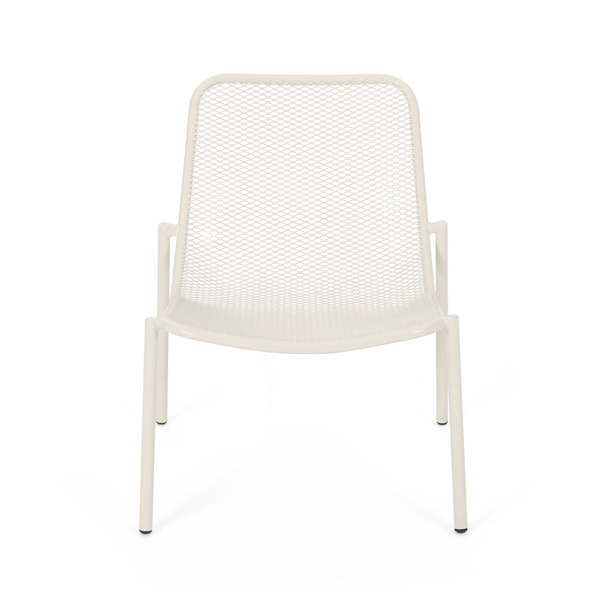 Kincaid Stackable Iron Chair cream outdoor armless chair with mesh back by HouseOfZazla on Tampa Home & Garden Store