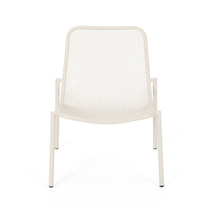 Kincaid Stackable Iron Chair cream outdoor armless chair with mesh back by HouseOfZazla on Tampa Home & Garden Store
