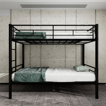 Metal Convertible Bunk Bed Frame with Guardrail
