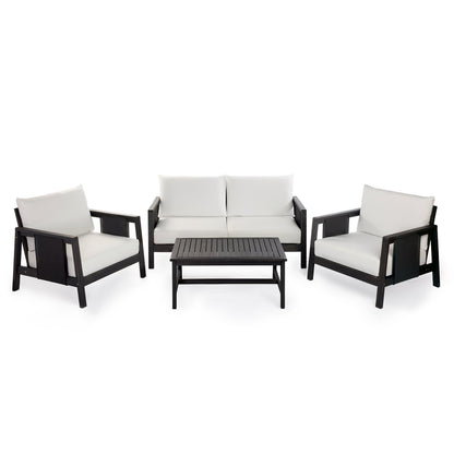 Outdoor Acacia Wood Club Chair And Gray Cushions