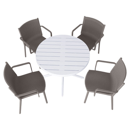 4 Stackable Plastic Chairs and Round Table