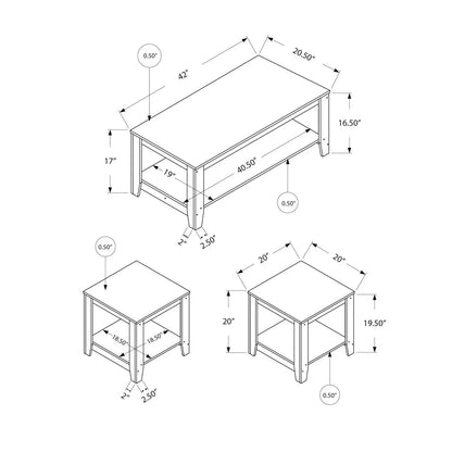 Table Set (coffee & end tables) shown in a dimensional blueprint diagram with measurements on Tampa Home & Garden Store