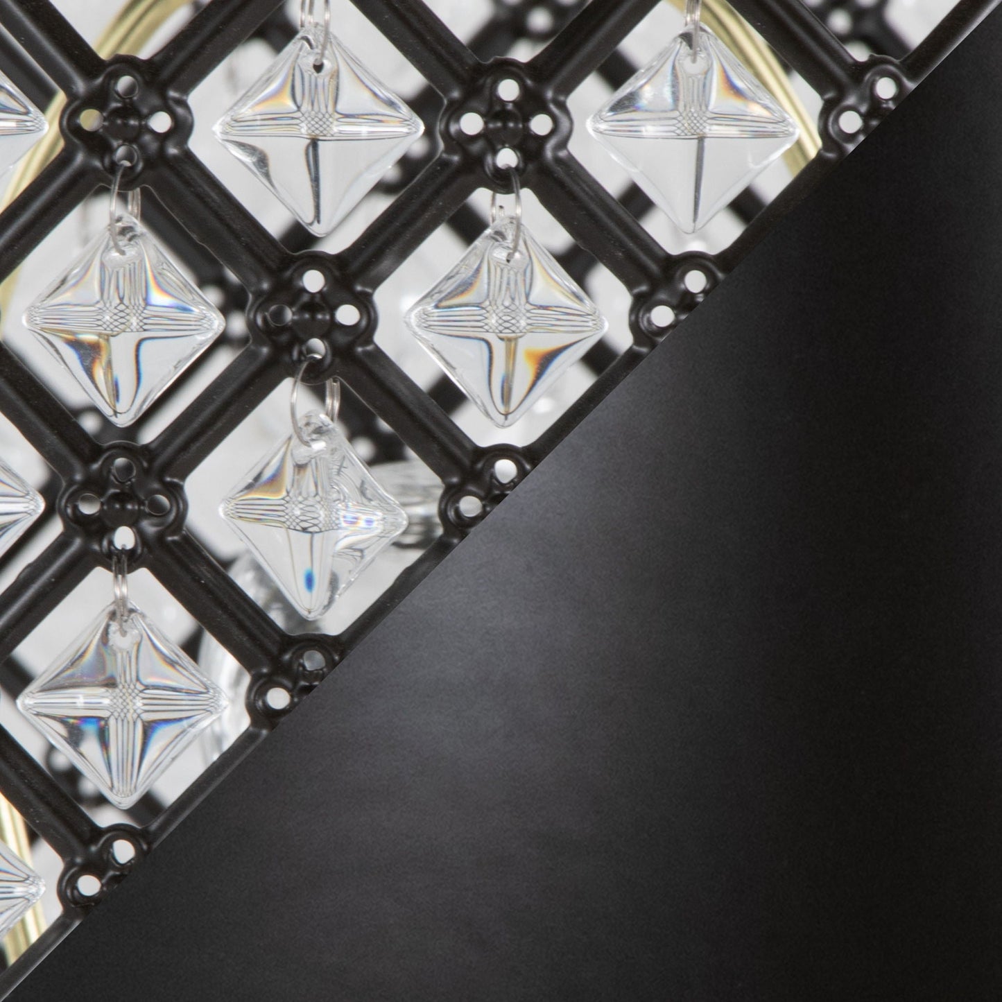 Topaz table lamp with clear crystal drops on black lattice frame by HouseOfZazla on Tampa Home & Garden Store