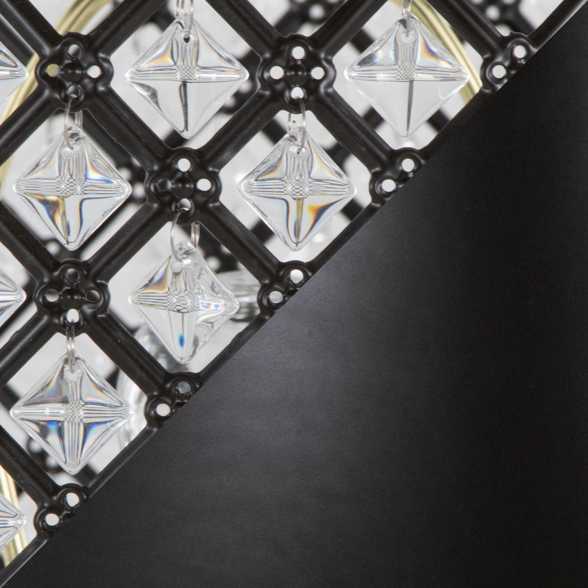 Topaz table lamp with clear crystal drops on black lattice frame by HouseOfZazla on Tampa Home & Garden Store
