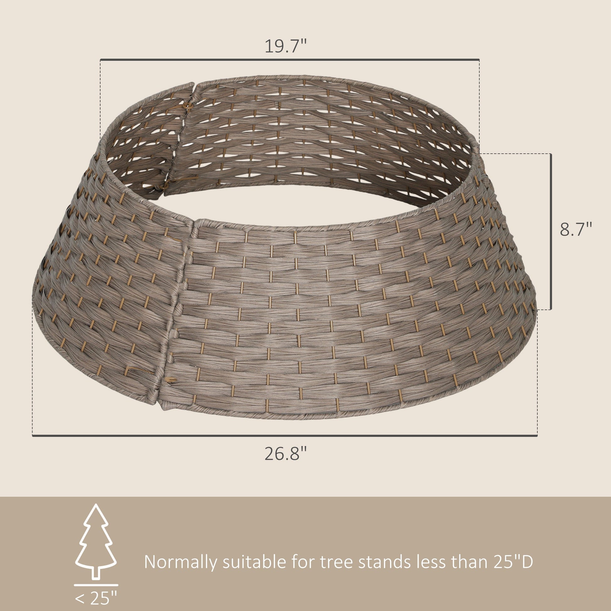 2.25 ft Rustic Christmas Tree Skirt in brown wicker weave, HouseOfZazla on Tampa Home & Garden Store