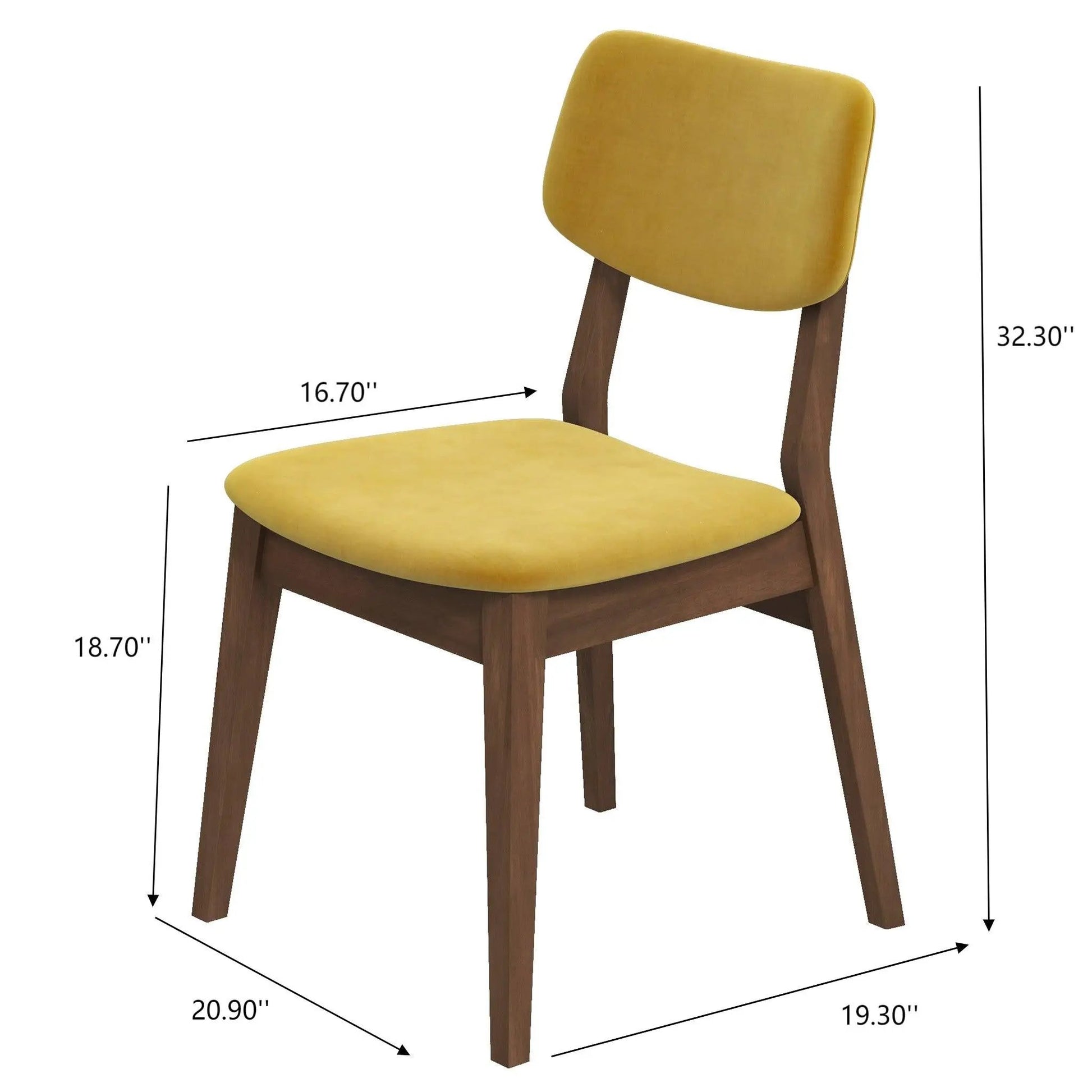 Carlos solid back side chair set (2) mustard yellow upholstery brown wood legs Unique Piece on Tampa Home & Garden Store