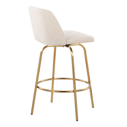 Toriano fixed-height swivel counter stools with beige upholstery and gold legs set of 2 on Tampa Home & Garden Store