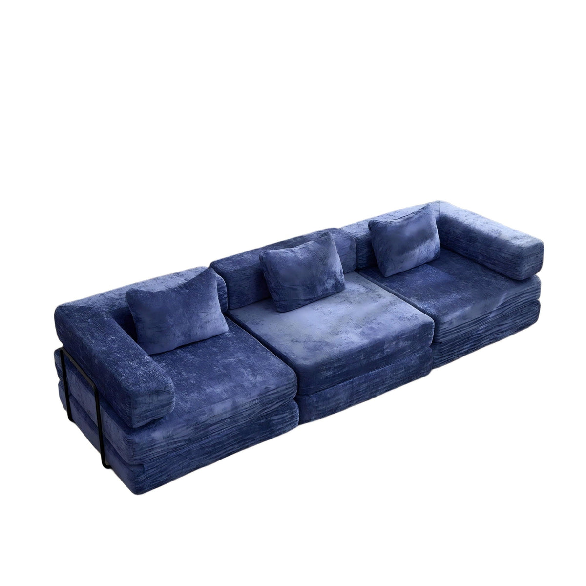 Convertible floor sofa bed blue velvet modular futon by HouseOfZazla on Tampa Home & Garden Store