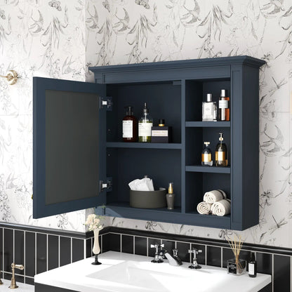 Wall Mounted Cabinet With Mirror and Open Shelves