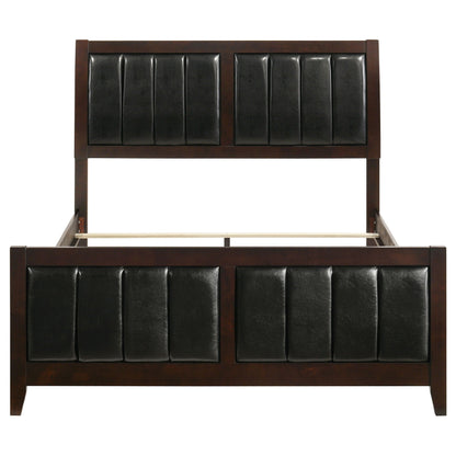 Queen panel bed brown wood with black upholstered headboard and footboard by HouseOfZazla on Tampa Home & Garden Store