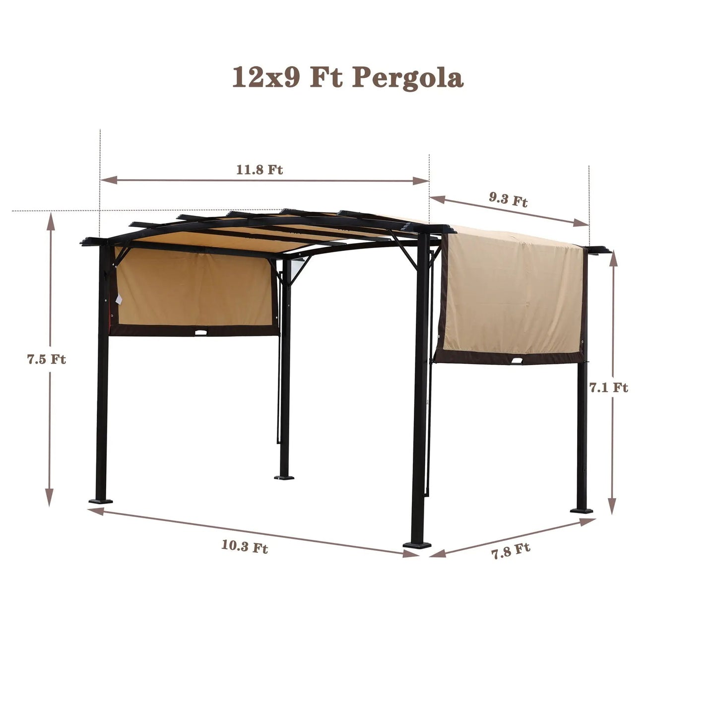 Outdoor Patio Pergola Gazebo Retractable Canopy